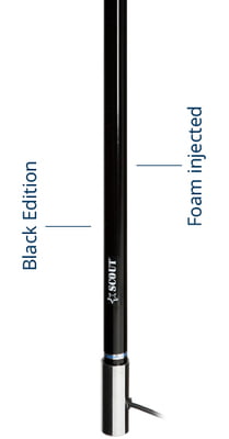 AM-FM fiberglass antenna 2,4 m (8') length - Black - Match with KS42 Black or KS-43 Black